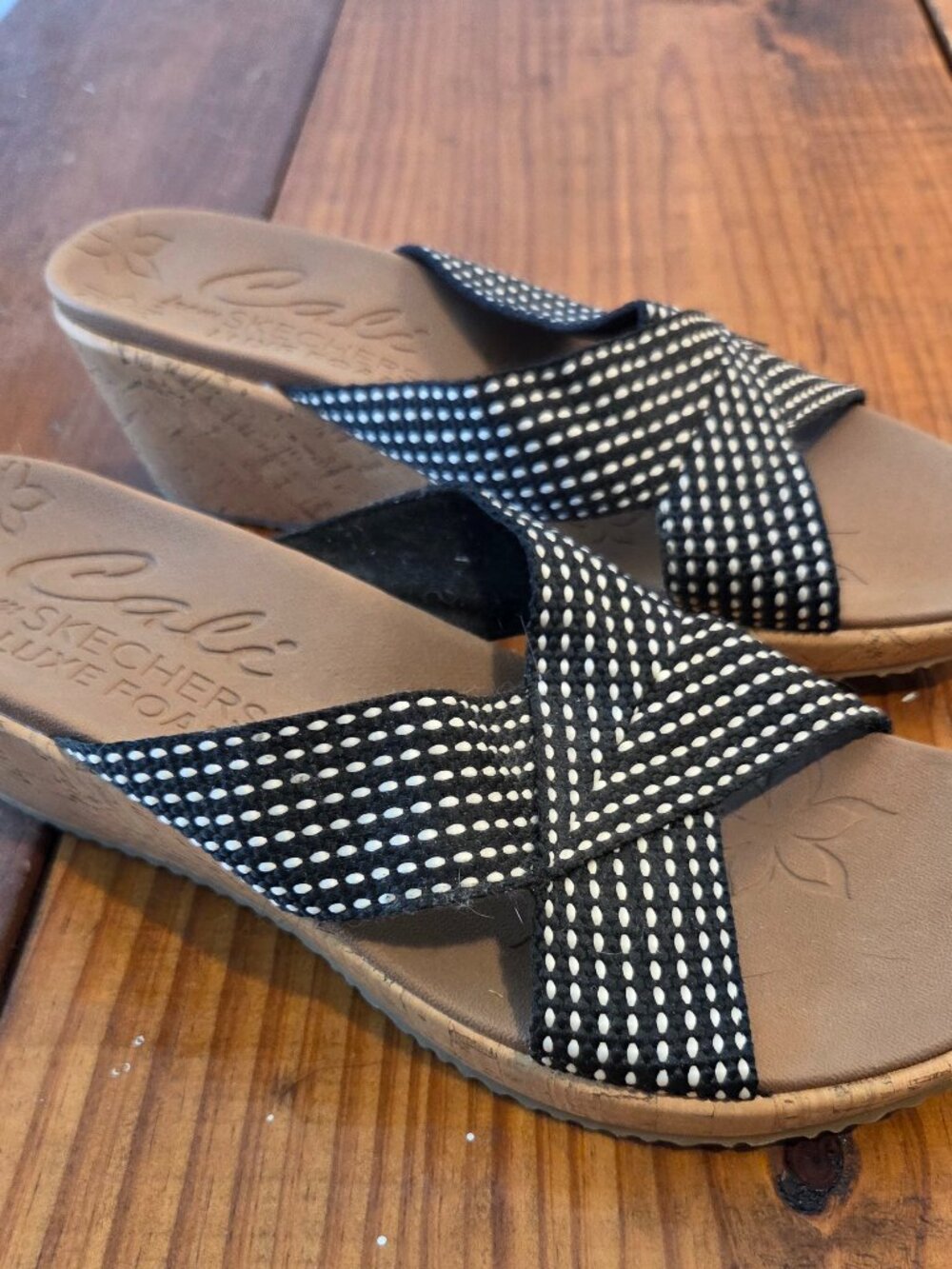 Skechers Cali Women's Size US 10 Beverlee Delighted Wedge Black Sandals